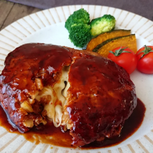 蓮根のチーズ inハンバーグ